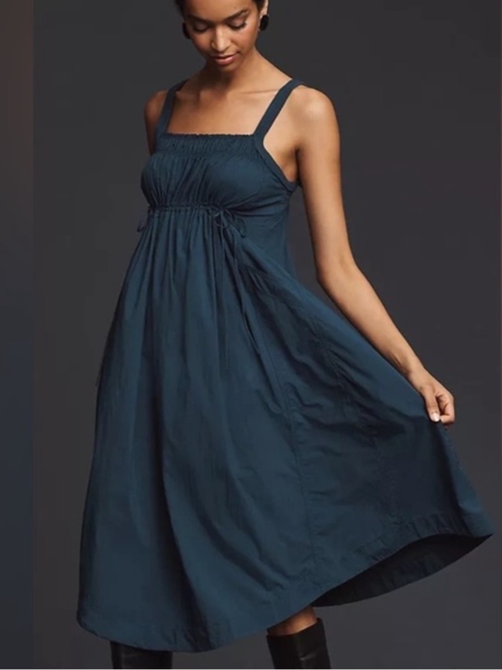 Anthro Daily Practice Femme Utility Midi Dress Parachute Drawstring Pockets - Picture 7 of 15